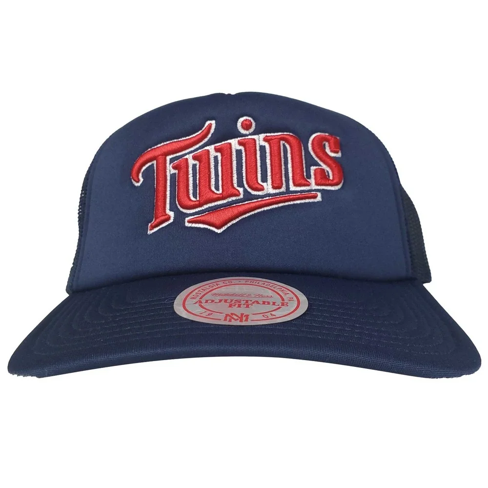 Minnesota Twins Mitchell & Ness MLB Foam Trucker Hat Cap‎ 3D Logo Navy NWT